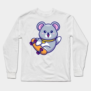 Cute mouse play skateboard cartoon Long Sleeve T-Shirt